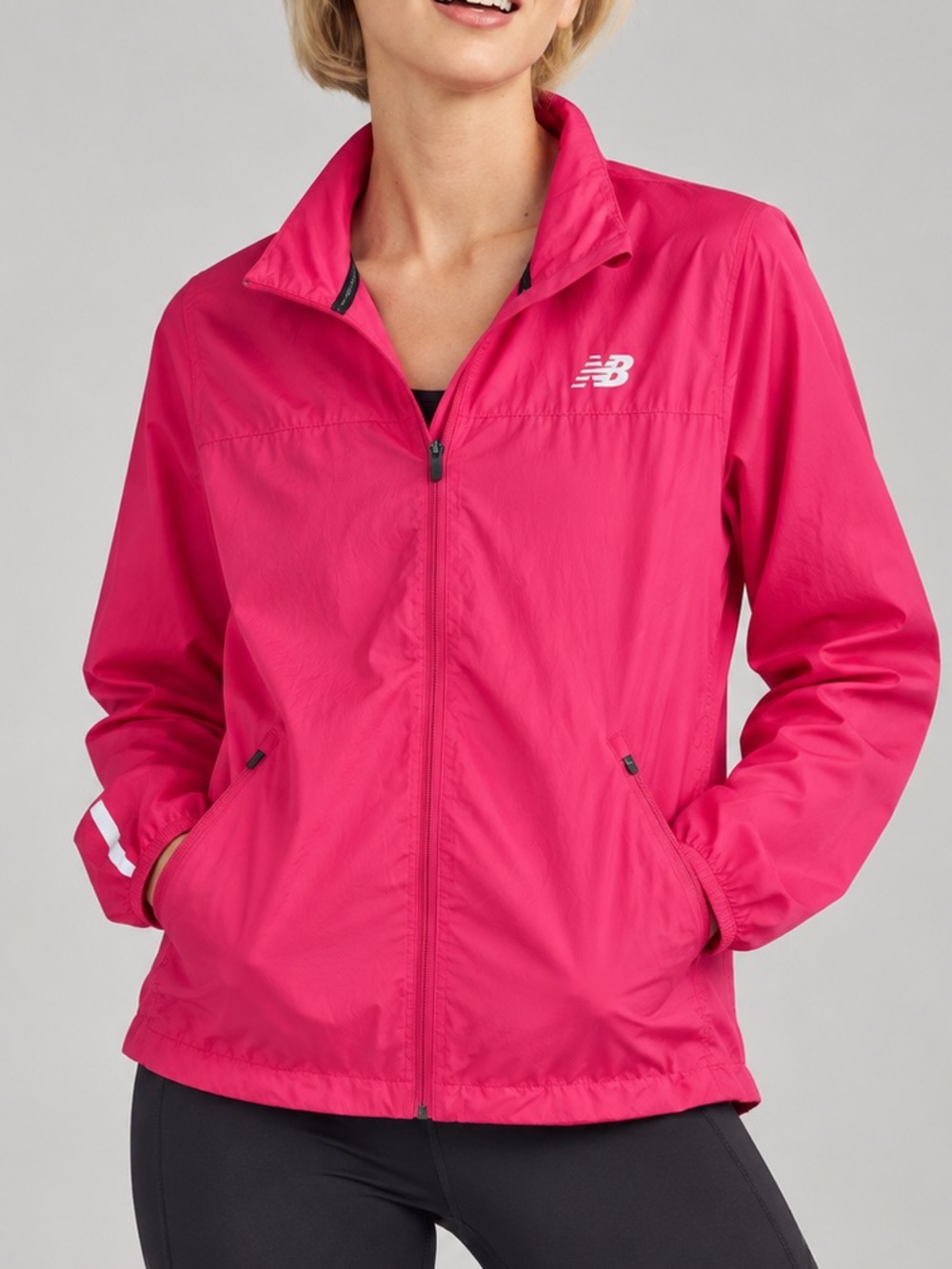New Balance Women’s Hot Pink Running Windbreaker Jacket Reflective Full Zip S
